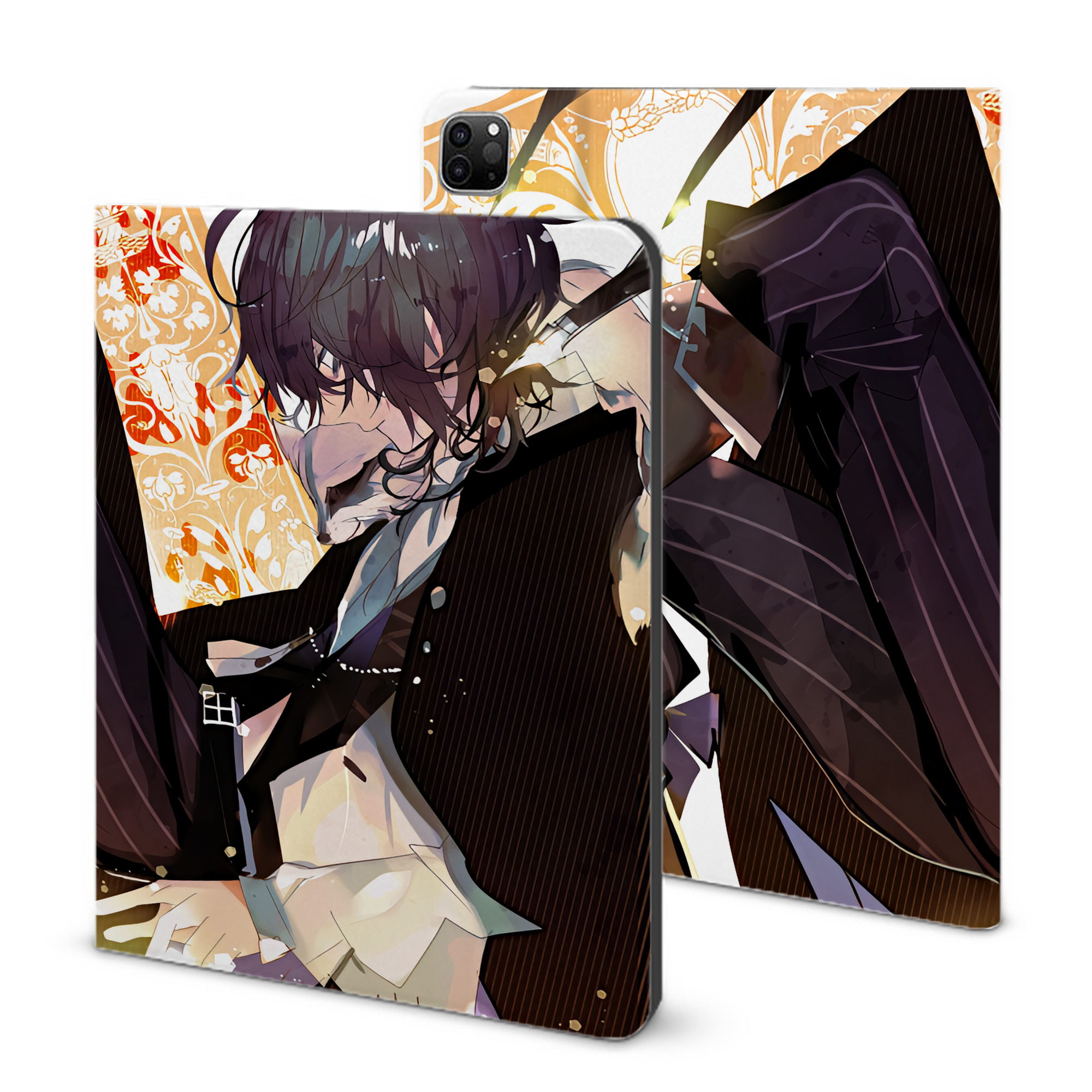 （画像用） 文豪ストレイドッグス Bungo Stray Dogs IPad ケース ブック型 PUレザー TPU 耐衝撃 軽量 薄型 ペン収納なし 全面保護 IPad 各モデル対応